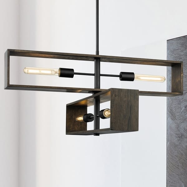 slide 2 of 5, Luxury Minimalist Chandelier, 14.25H x 30W, with Mid Century Modern Style, Matte Black, UHP4911 by Urban Ambiance