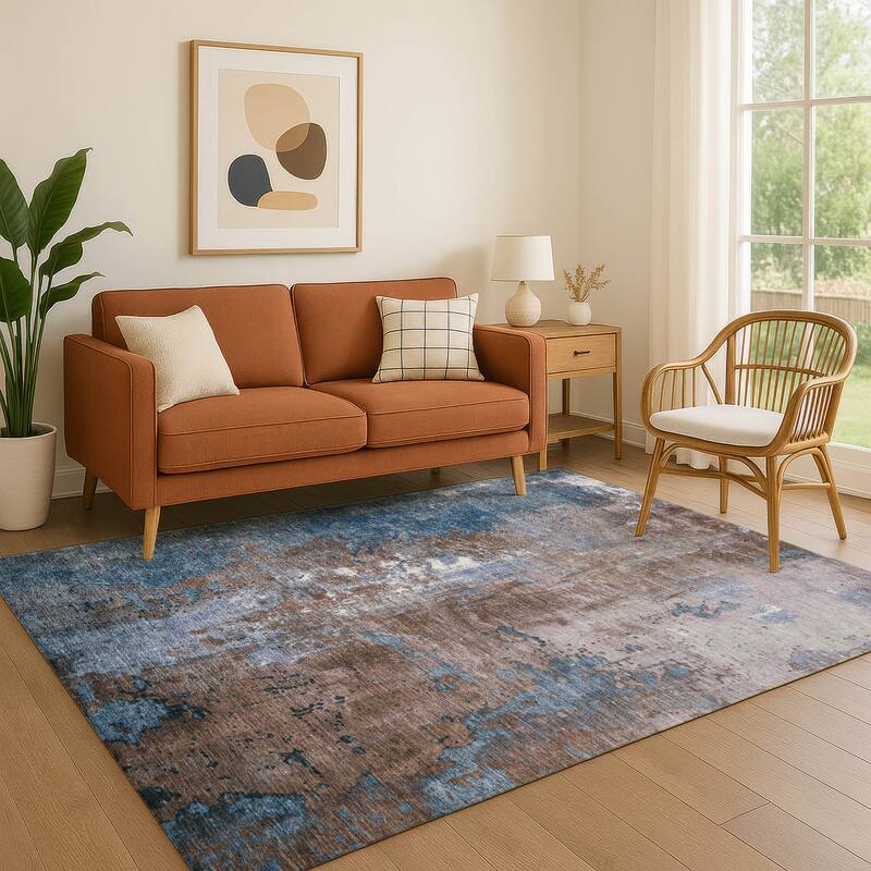 Premium Washable Super Soft Abstract Chic Mayfield Rug - Brown - 5' x 7'6"
