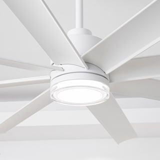 72" Modern White Large Smart Ceiling Fan with Light and Remote, App Control, Voice Control