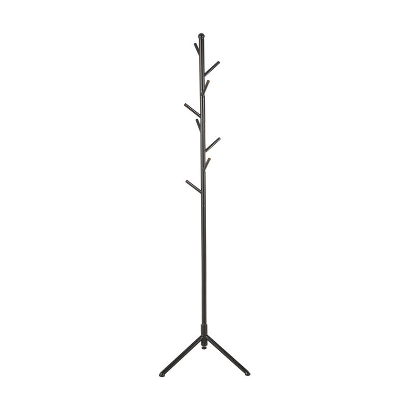 Metal 8 Hook Coat Rack with Triangle Legs - Black - Roche River Decor - 20"W x 20"L x 71"H