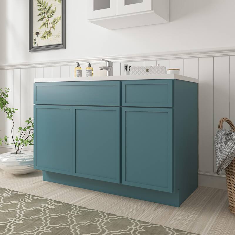 Vanity Art 51" Birch Freestanding Bathroom Vanity Cabinet without Top
