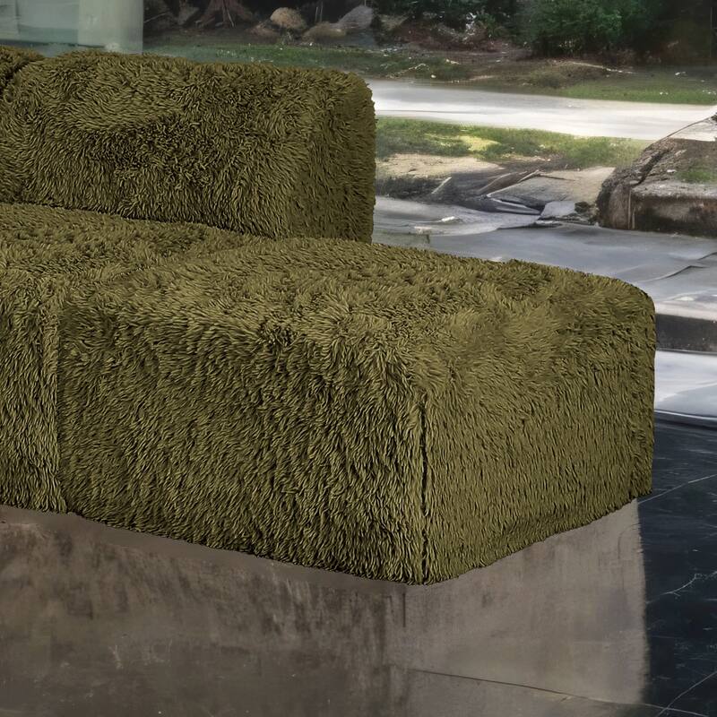 Furniture of America Ylena Modern 5-Piece Faux Fur Foam Modular Compressed Sectional Sofa with Ottoman