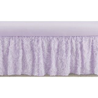 Purple Floral Rose Girl Crib Bed Skirt - Solid Light Lavender Flower Luxurious Elegant Princess Vintage Boho Shabby Chic Luxury