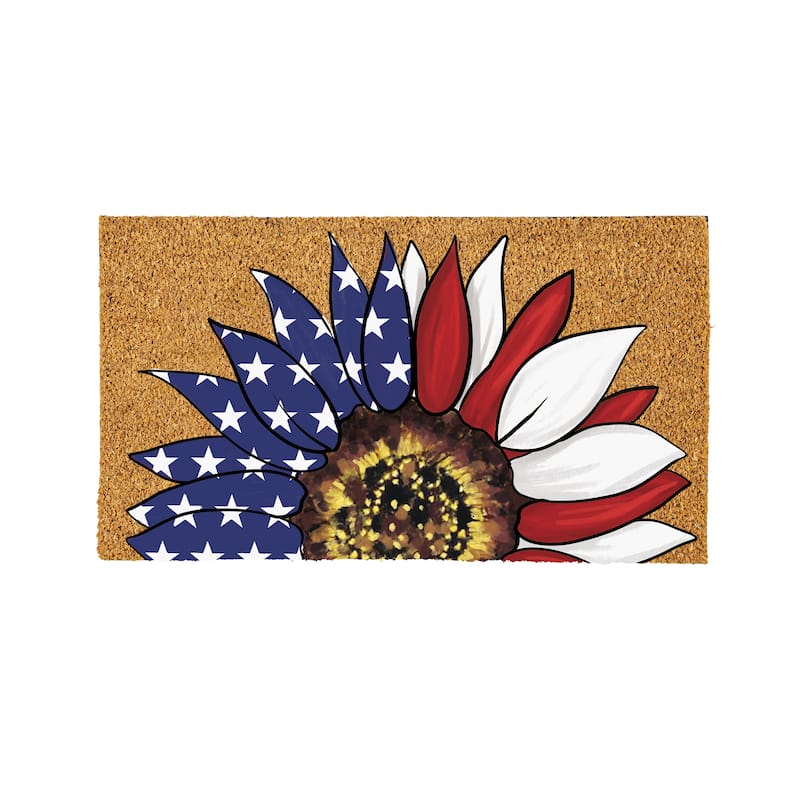 Patriotic Sunflower Coir Mat - 28" x 16"