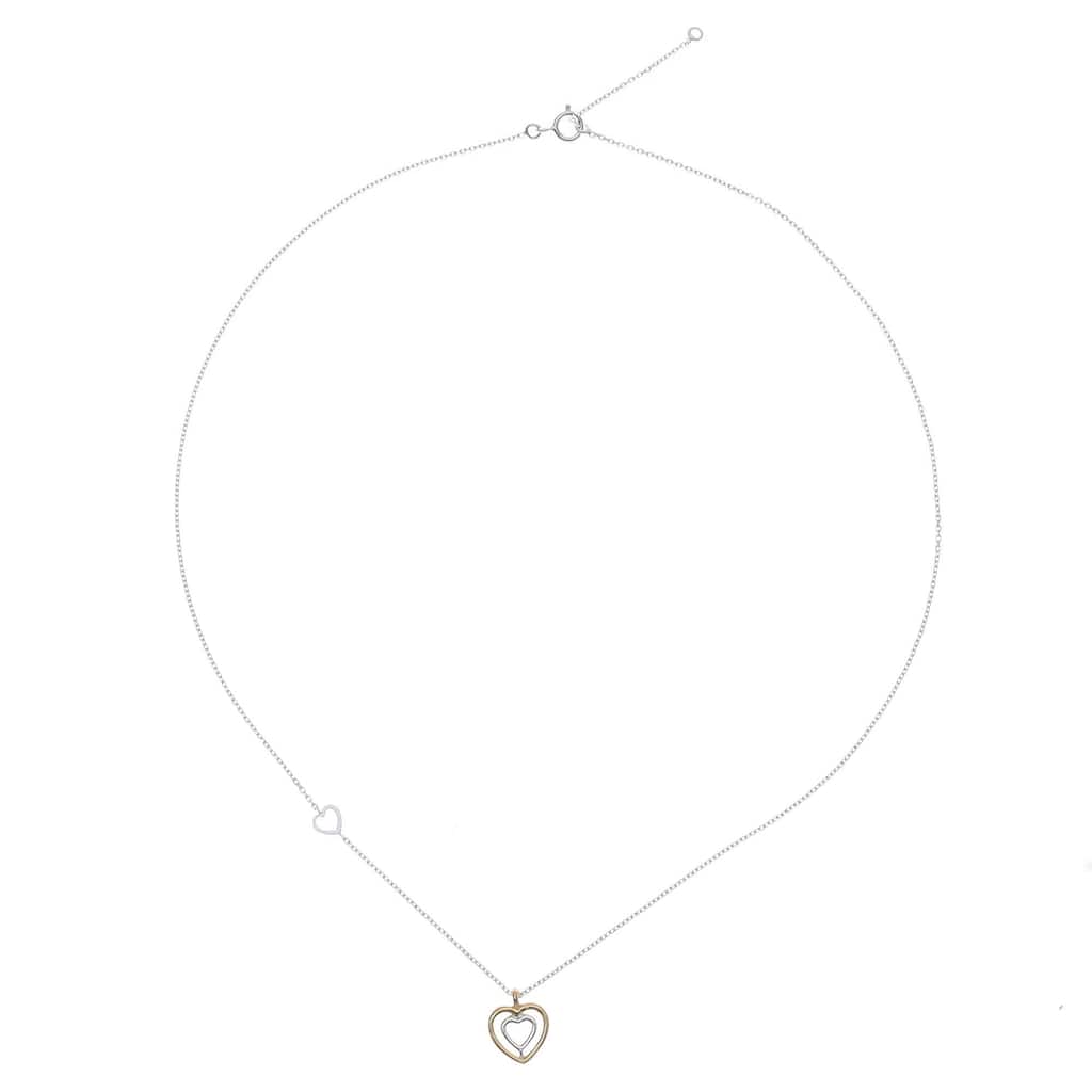 NOVICA Lovely Heart, Gold accented sterling silver pendant necklace