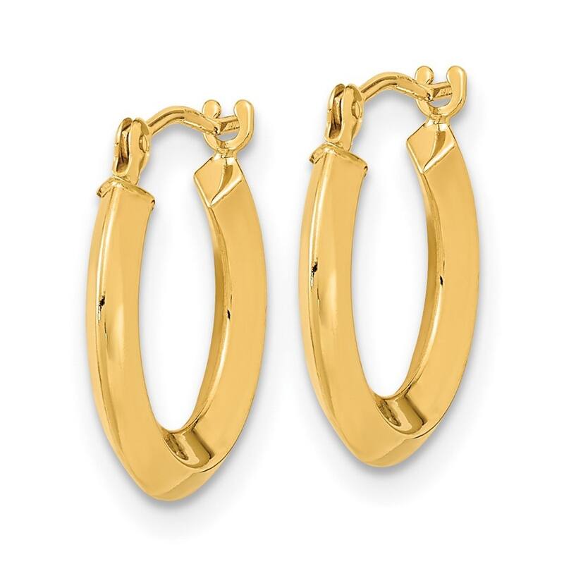 Curata 14k Yellow Gold Polished Knife Edge Hoop Earrings 15.2x3mm