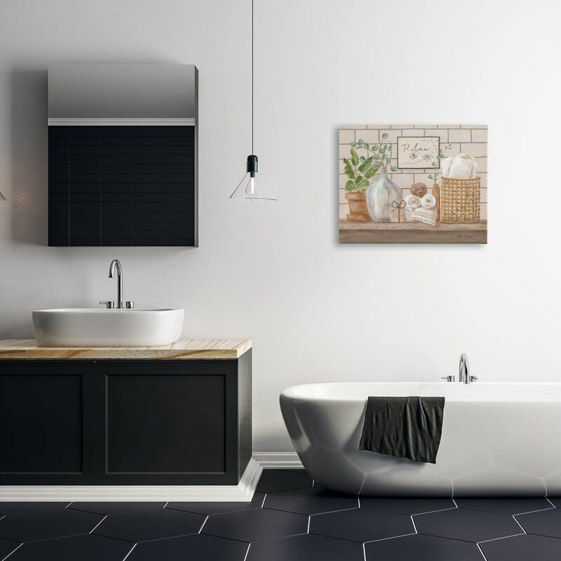 Stupell Uplifting Bathroom Spa Relax Scene Stretched Canvas Wall Art, Design by Pam Britton
