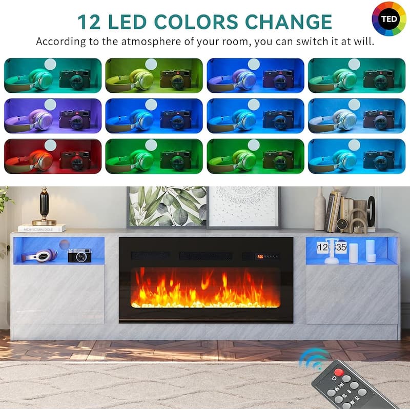 79'' Fireplace TV Stand with 36" Electric Fireplace