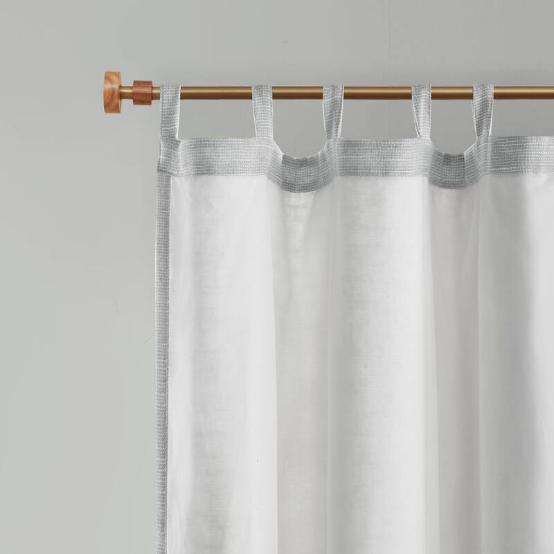 Madison Park Barnet Faux Linen Tab Top Fleece Lined Curtain Panel - 84" Panel
