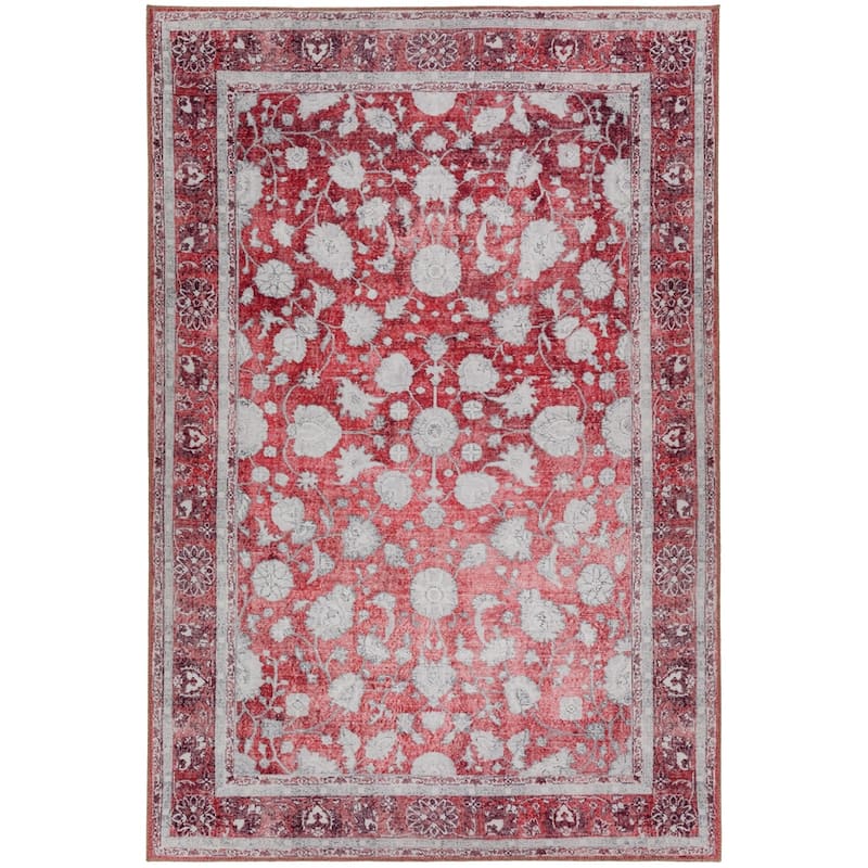 Addison Kensington Casual Vintage Non-skid Area Rug - Red - 8'6" x 12'9" - Rectangle