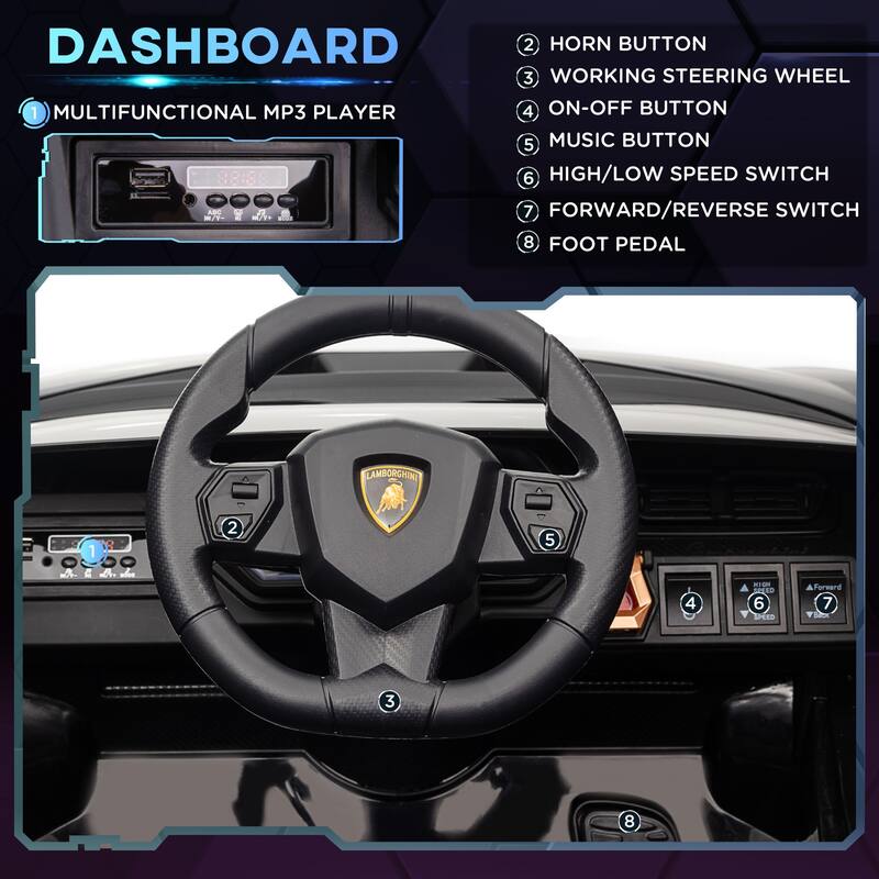 Licensed 12V Lamborghini SIAN Ride On Car for Kids with Remote Control, Music, Horn, and Headlights