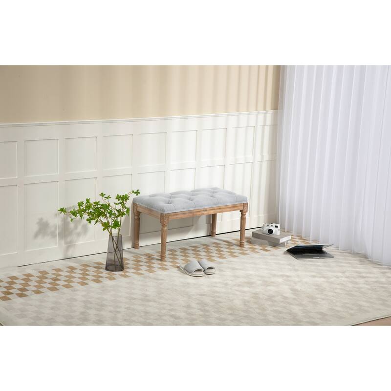 Traditional Rectangle Tufted Ottoman Bench