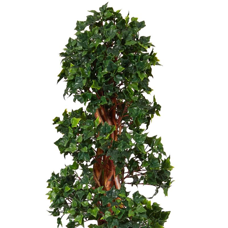 Artificial Topiary Spiral Tree - 5.5Ft Indoor Outdoor Decorative Plant - Green - 51-60 Inches