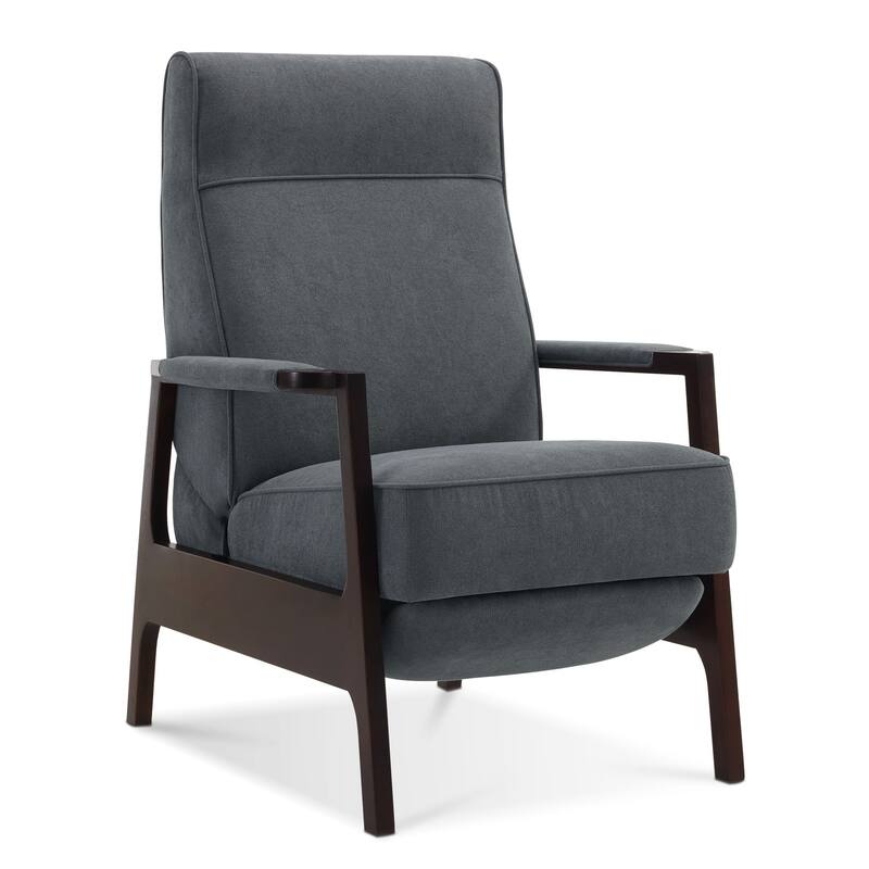 MCombo Fabric Pushback Recliner Chair with Wooden Armrests, Upholstered Single Sofa Accent Chair