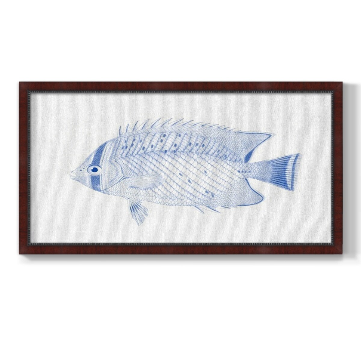 Blue & White Tropical Fish III Premium Framed Canvas- Ready to Hang