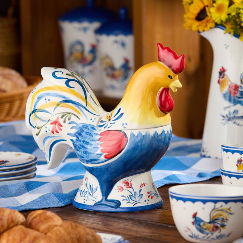 Certified International French Rooster 104 oz. 3-D Cookie Jar - 11.50"L x 5.50"W x 11.50"H
