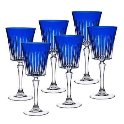Majestic Gifts European Glass Water / Wine Goblet-Blue-Set/6 - 10 Oz.