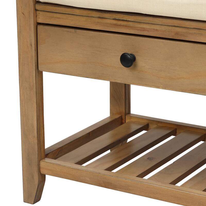 Entryway Storage Shoe Rack Bench with Cushioned Seat and Drawers