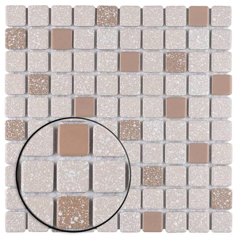 Merola Tile Crystalline Square Beige 12" x 12" Porcelain Floor and Wall Tile