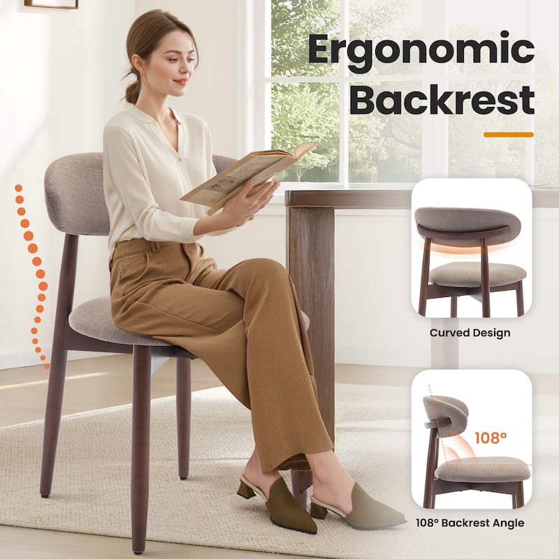 Modern Fabric Upholstered Kitchen Side Chairs, Farmhouse Dining Room Chair with Foot Pegs