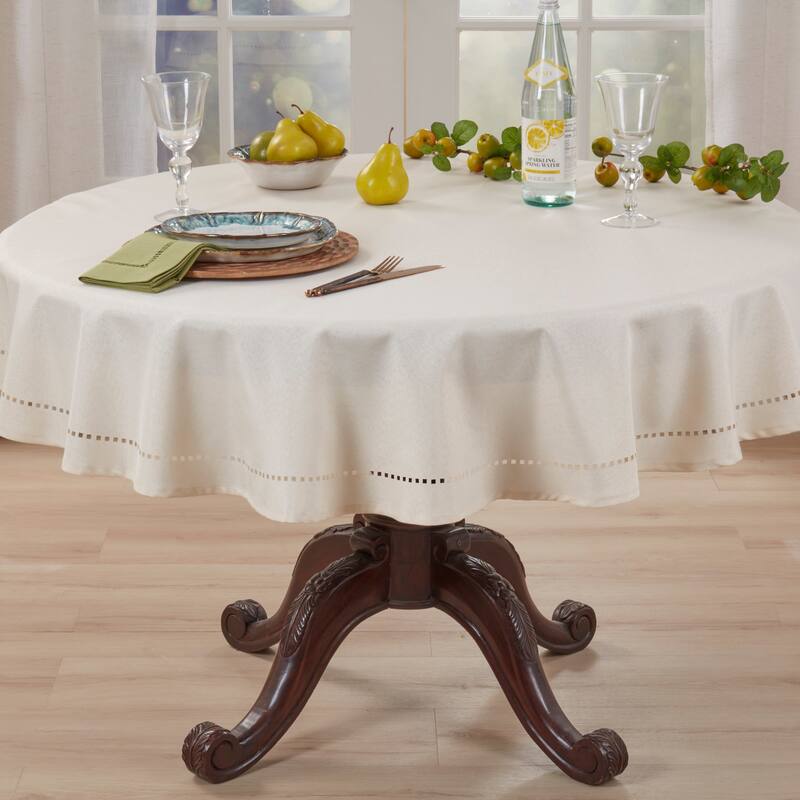 Solid Textured Tablecloth with Clean Drape, Minimal Decorative Edge, and Versatile Styling for Dining and Entertaining