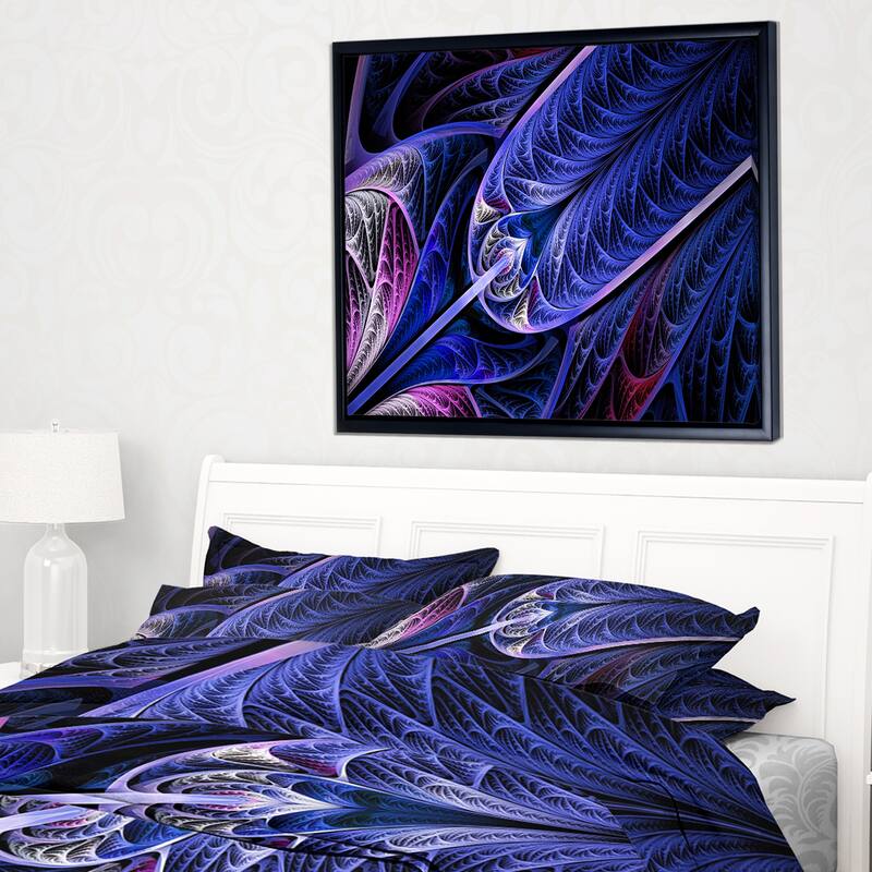 Designart “Blue on Black Fractal Stained Glass” Abstract Wall Art