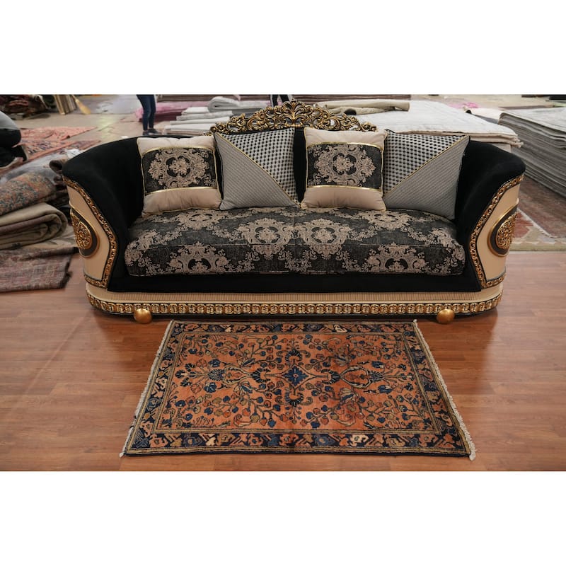 Hand Knotted Oriental 100% Wool Carpet Traditional Floral Oranges & Rust Lilian Area Rug - 4' 4'' X 3' 2''