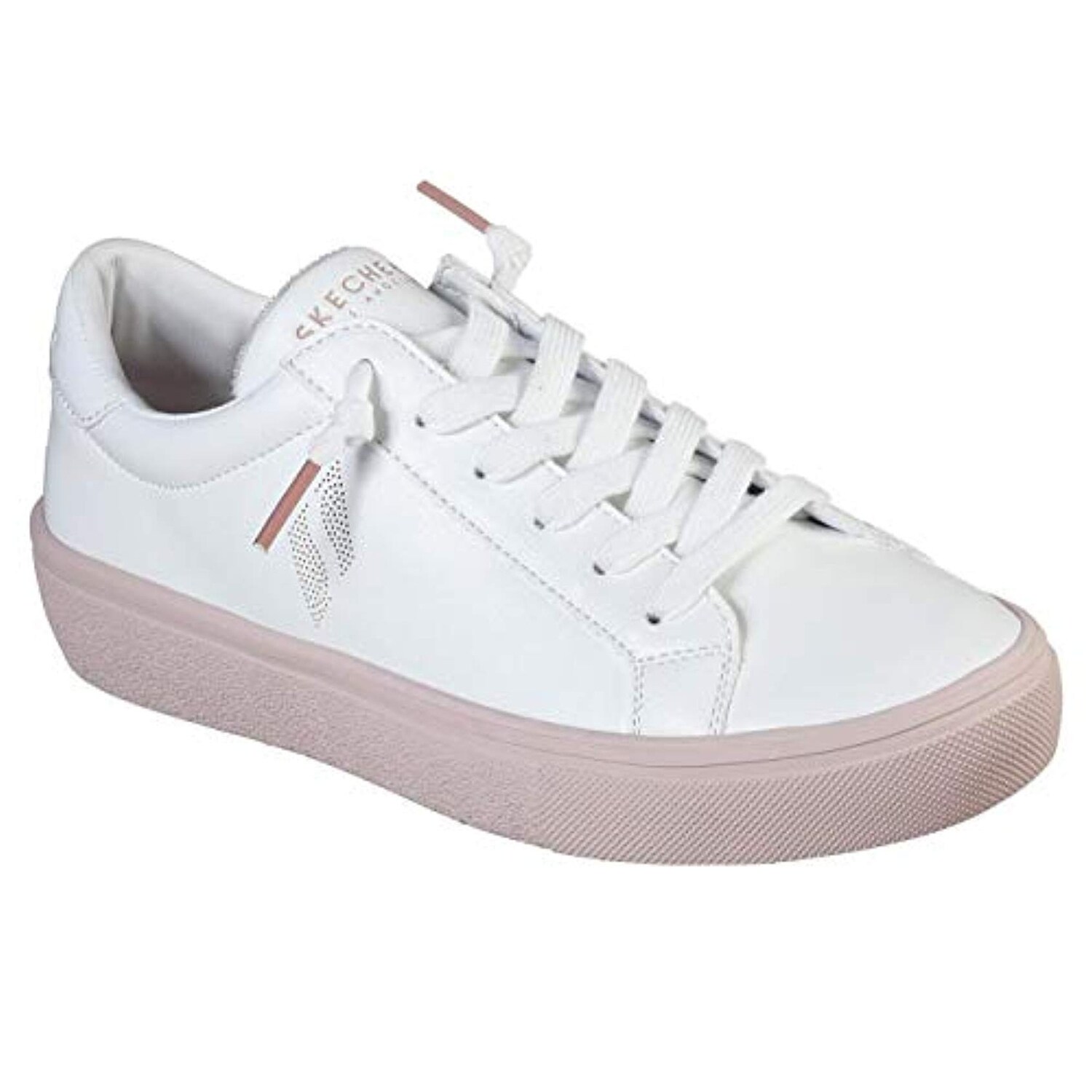 white sneakers with pink soles