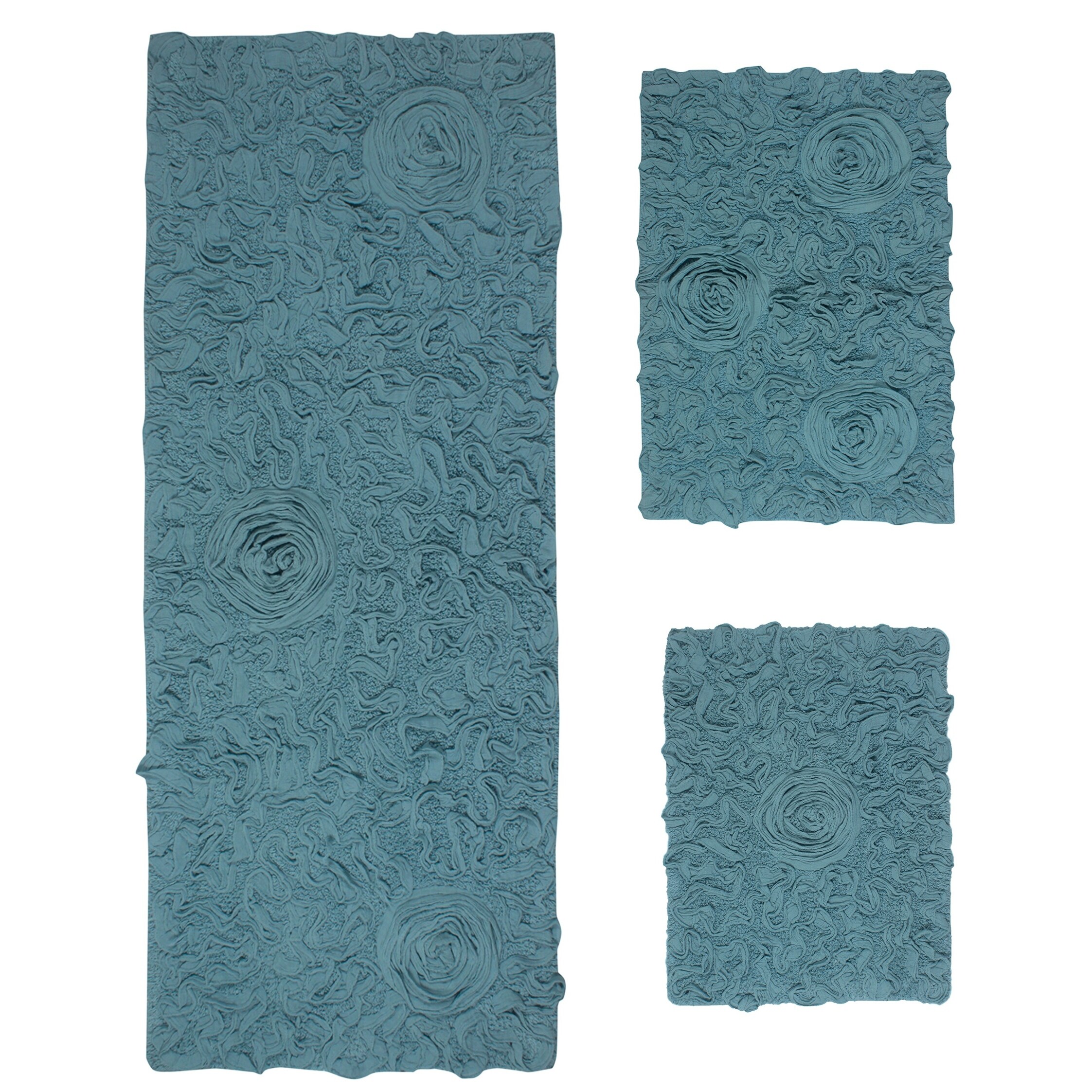 Bell Flower Collection 100% Cotton Non-Slip Bathroom Rug-image