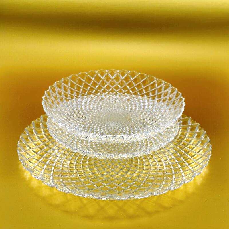 Unique Diamond Pattern Glass Dinner Set Perfect for Everyday Dining and Special Occasions