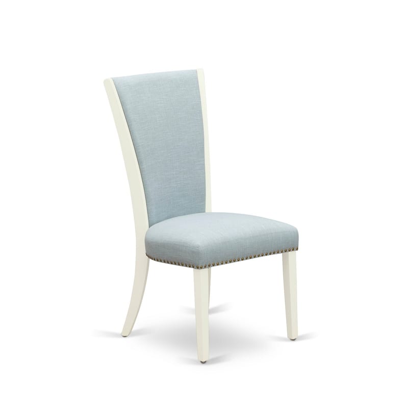 Parson Dining Chairs Set of 2 - Linen Fabric Padded Chairs, Nailhead Trim, Modern Design