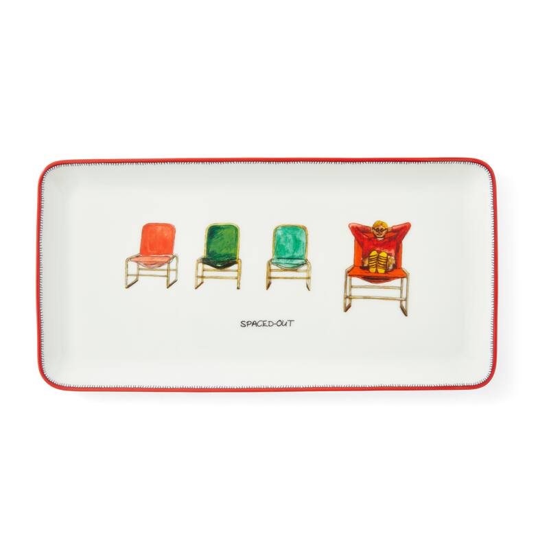 Kit Kemp for Spode Doodles Sandwich Platter - 12 Inch x 6 Inch - 12 Inch x 6 Inch