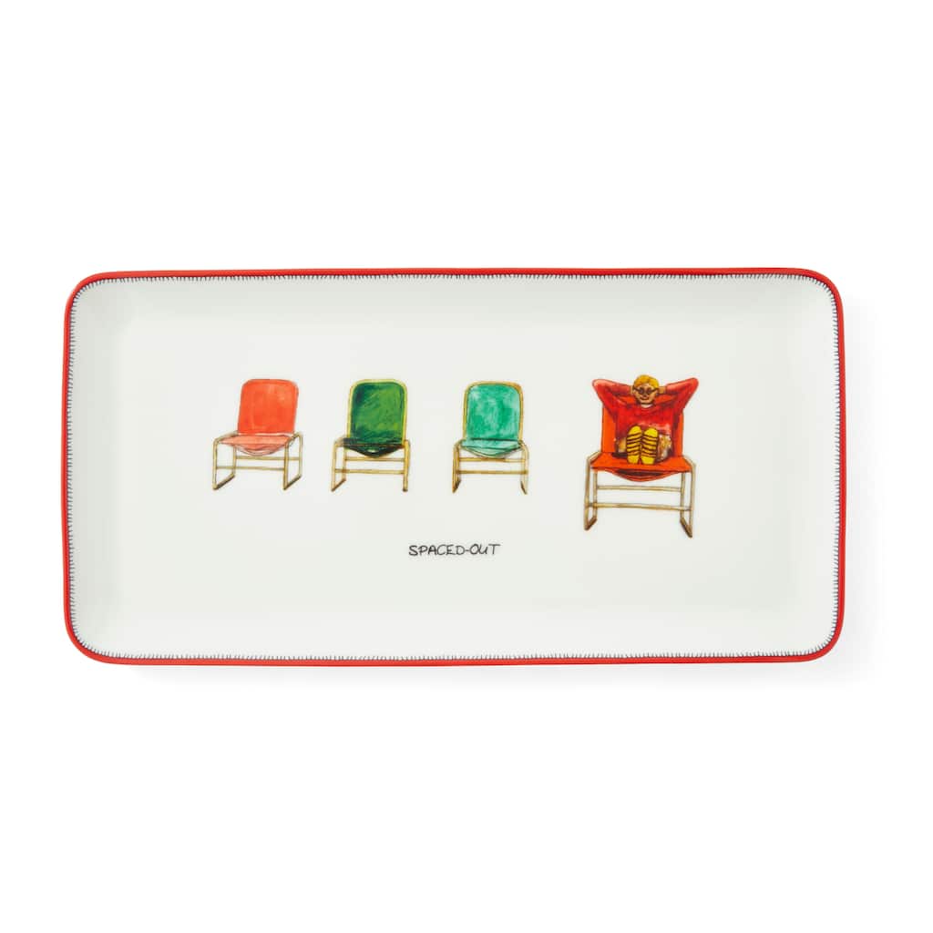 Kit Kemp for Spode Doodles Sandwich Platter - 12 Inch x 6 Inch