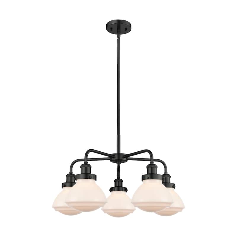 Innovations Lighting Olean - 5 Light 25" Stem Hung Chandelier - Matte White/Matte Black