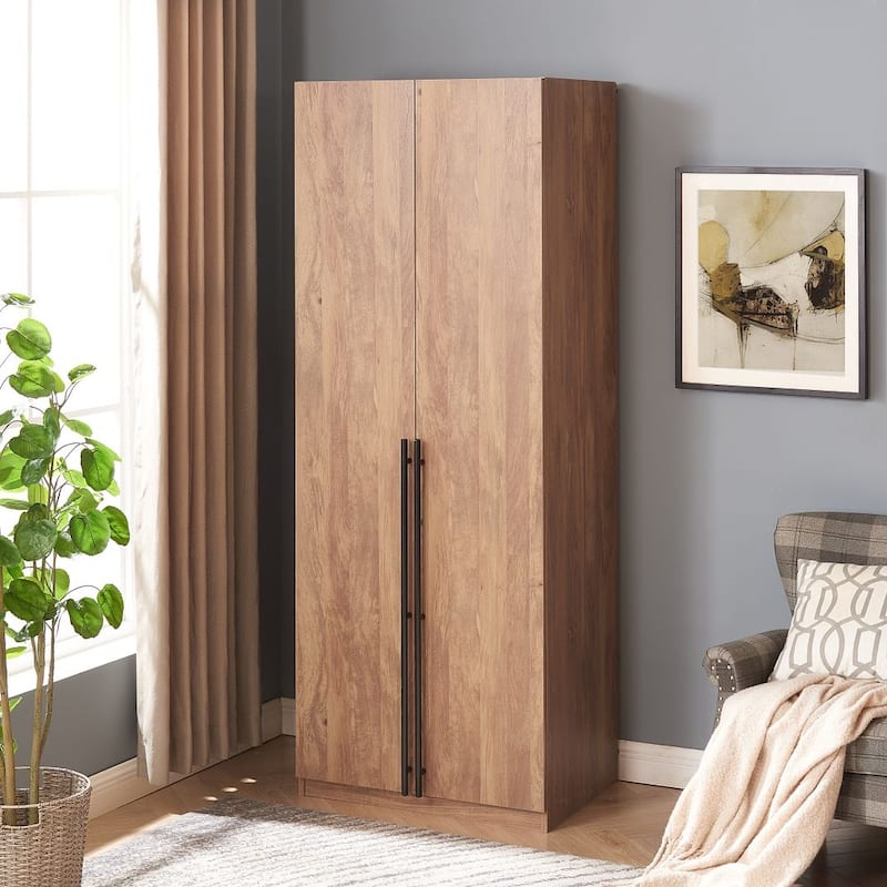 Manhattan Comfort Lee Modern 1.0 Freestanding Wardrobe Closet Armoire - Golden Brown