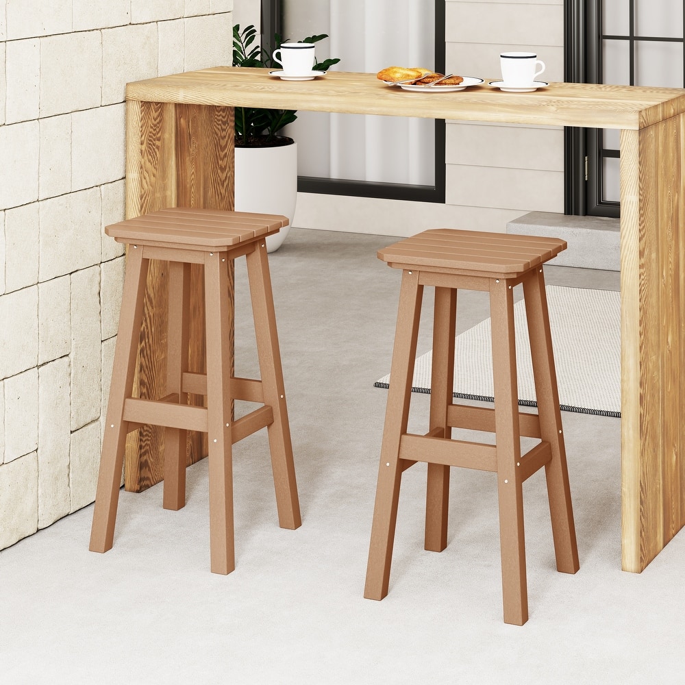 Laguna Hdpe All Weather Outdoor Patio 29" Square Bar Stool (Set Of 2)
