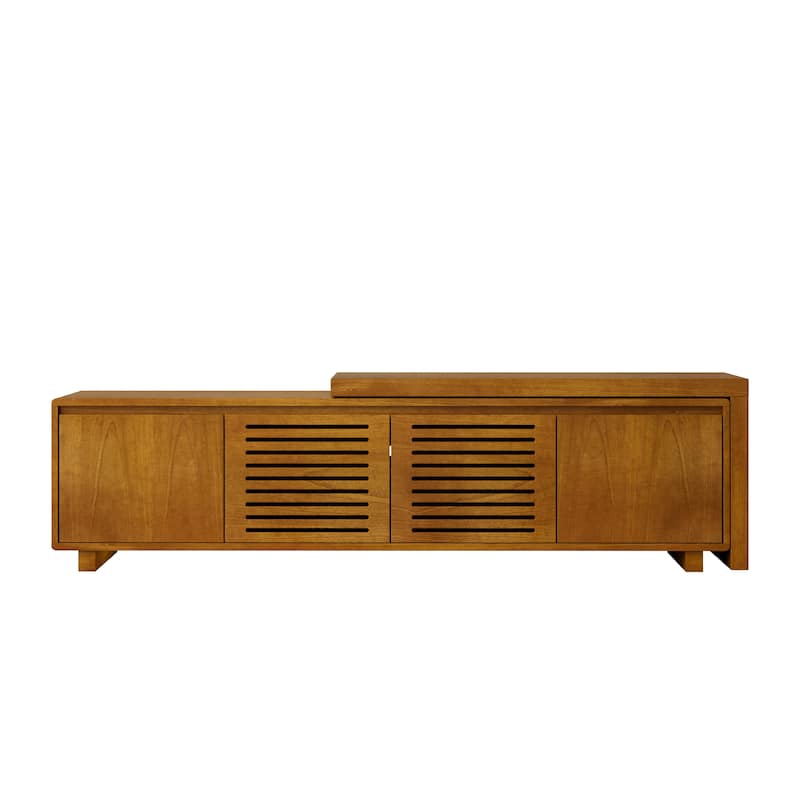 Farmhouse Entertainment Cabinet with Storage & Adjustable Panel