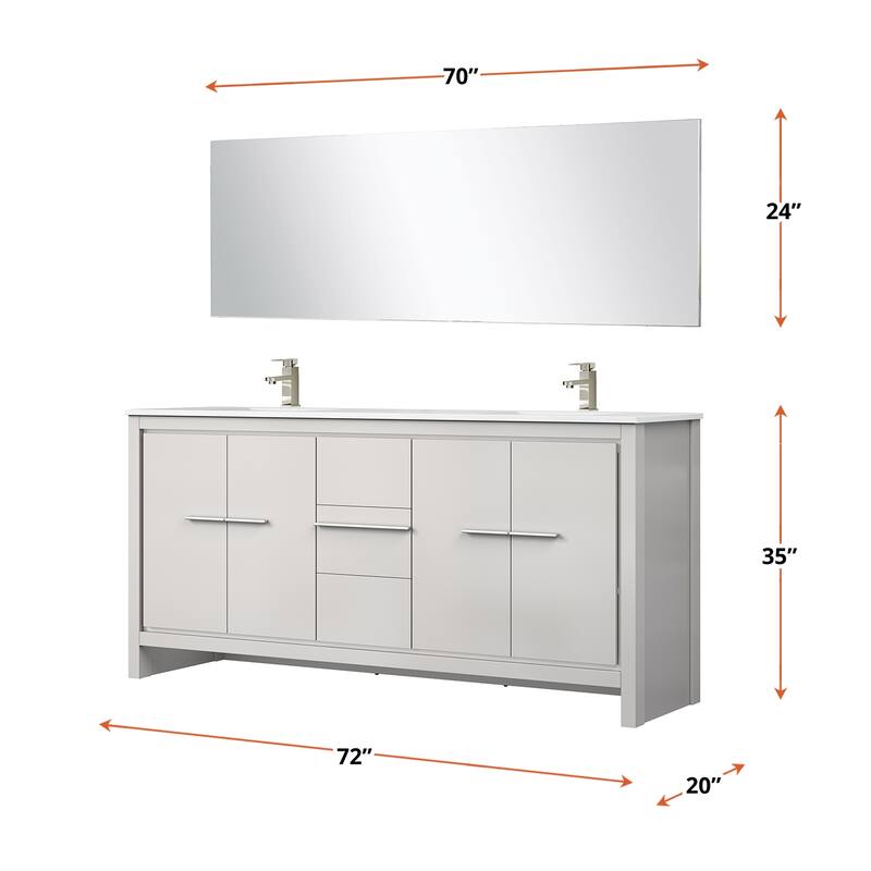 Lafarre Bath Vanity with Cultured Marble Top, Sink, Mirror and Brushed Nickel Faucet