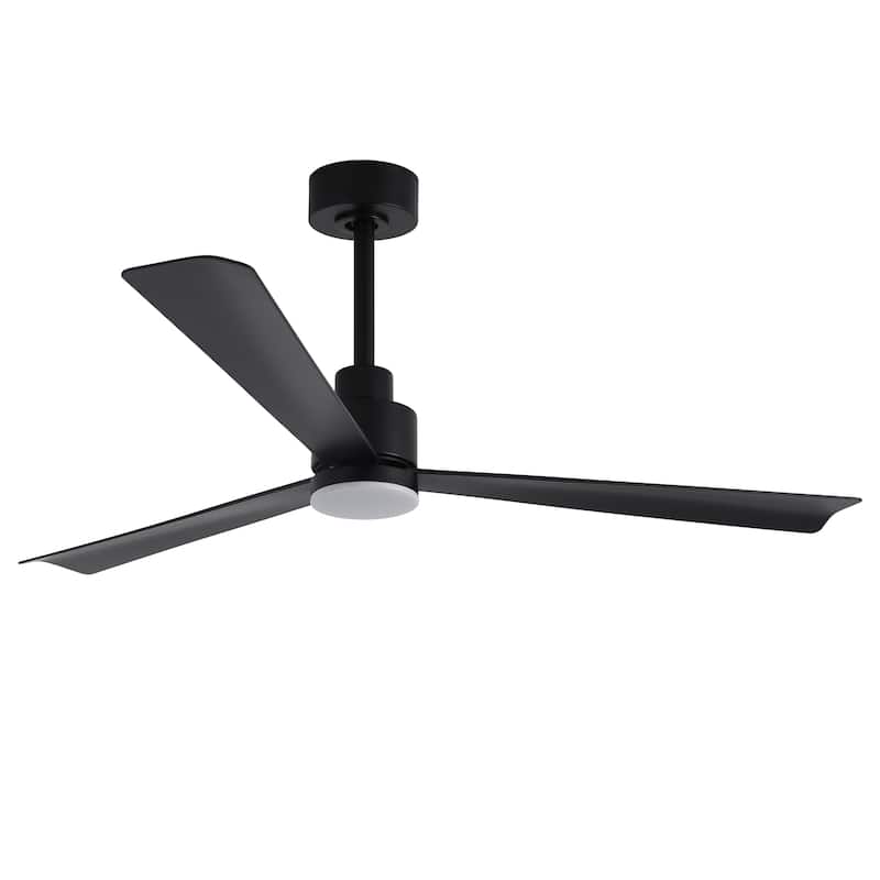 52" Modern Integrated LED Black Ceiling Fan with Light and Remote