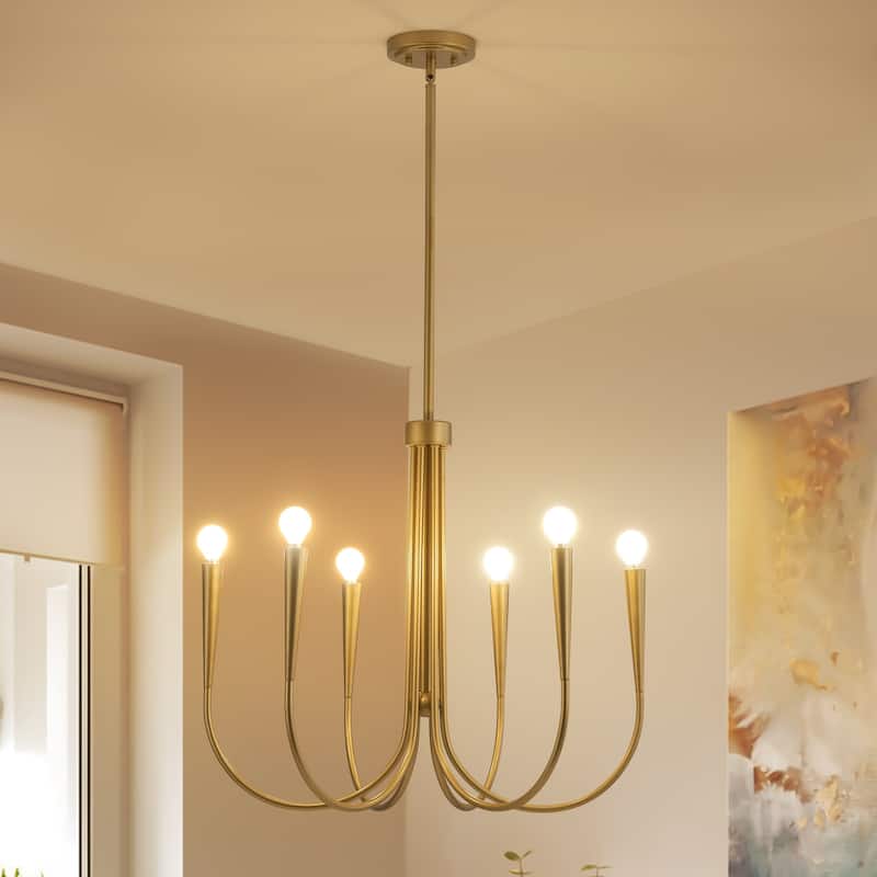 Starsky Mid-Century Farmhouse 6-Light Traditional Ceiling Light Modern Classic Candle-Style Chandelier