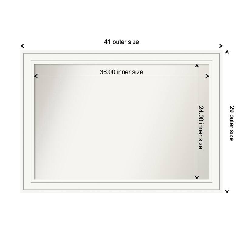 Non-Beveled Wood Bathroom Wall Mirror - Craftsman White Frame - 41 x 29 in - Craftsman White