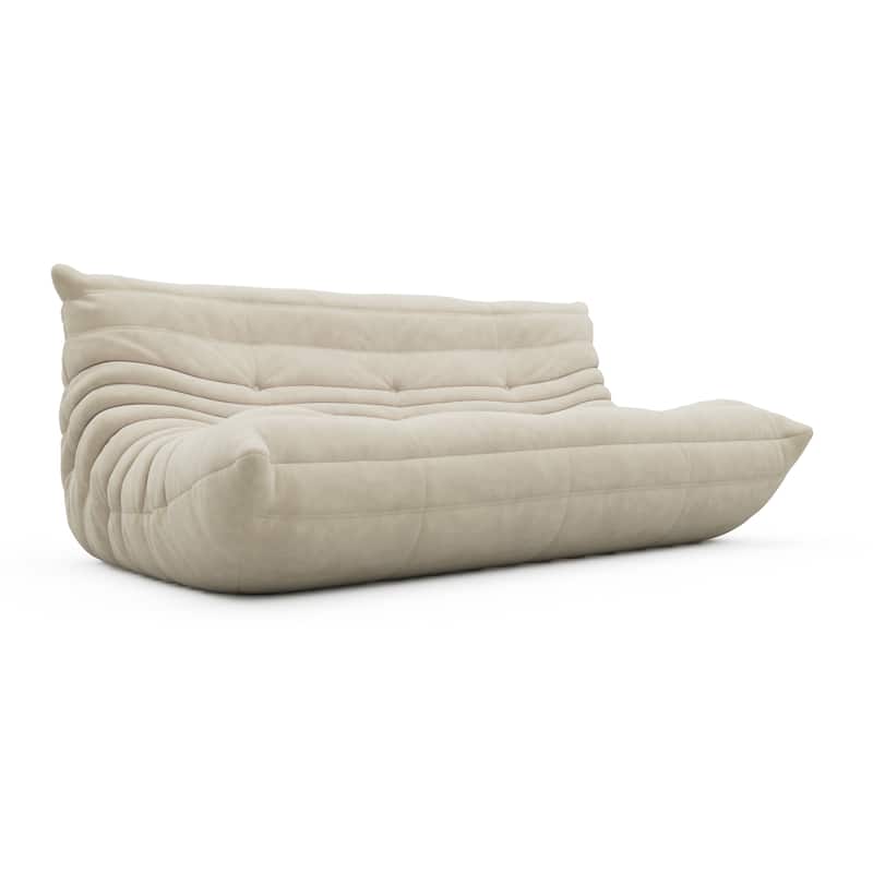 3 Seat Suede Fabric Lounge Floor Couch Lazy Sofa for Living Room