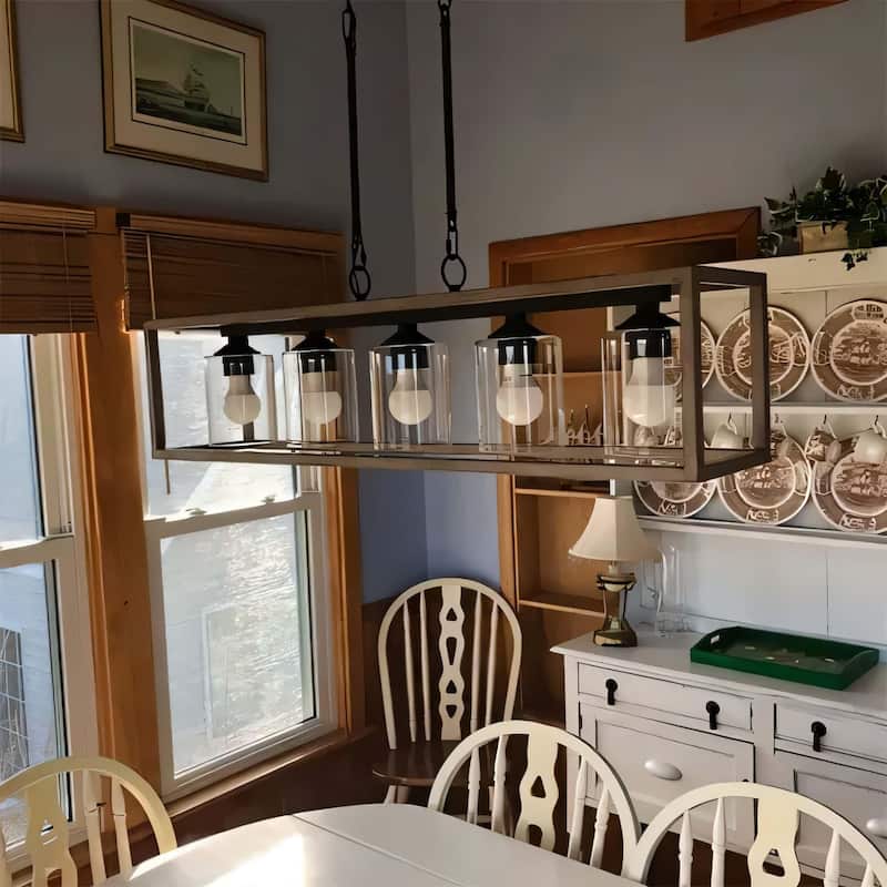Allegray 5-light Farmhouse Rectangle Linear Chandelier for Dining Room