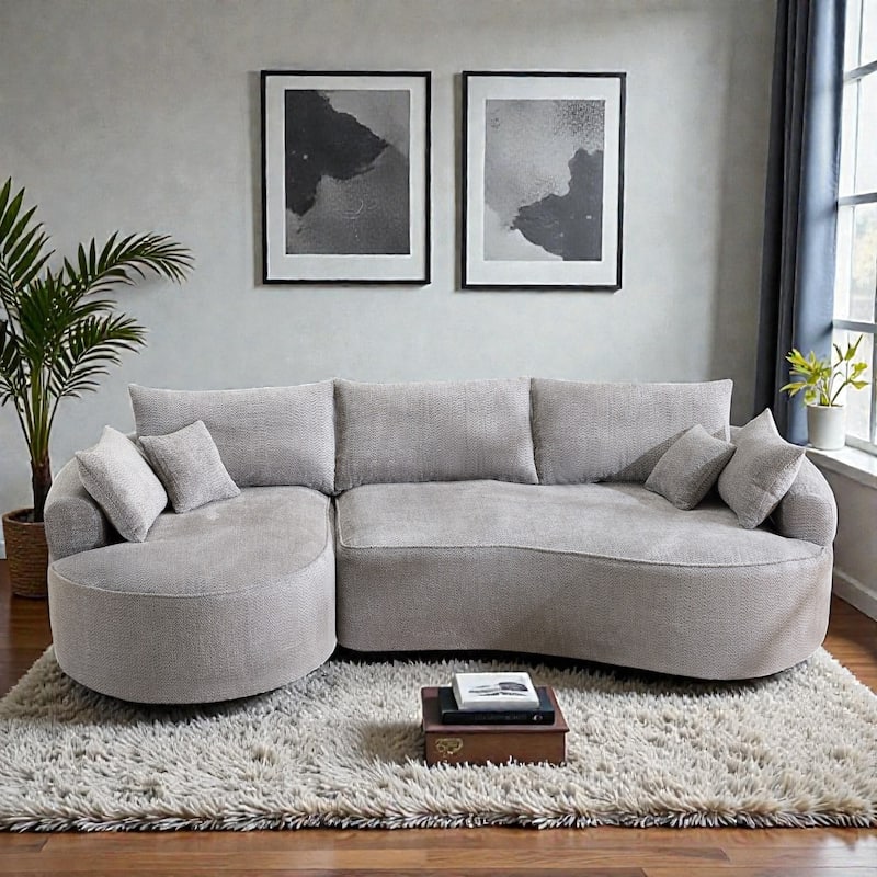 124.5 Inch Oversized Cloud Sofa, Modern Boneless Chenille Couch with Pillows, No Assembly Sofa for Living Room