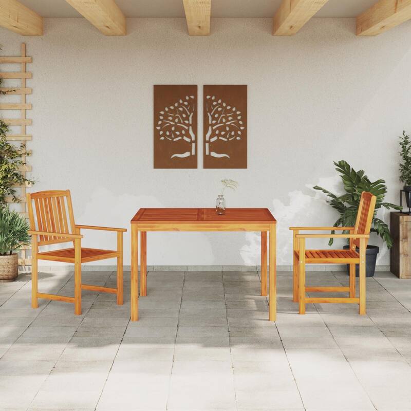 vidaXL Outdoor Dining Set Set of 3 Brown Solid Acacia Wood 2-Seater - 43.3 x 43.3 x 29.5