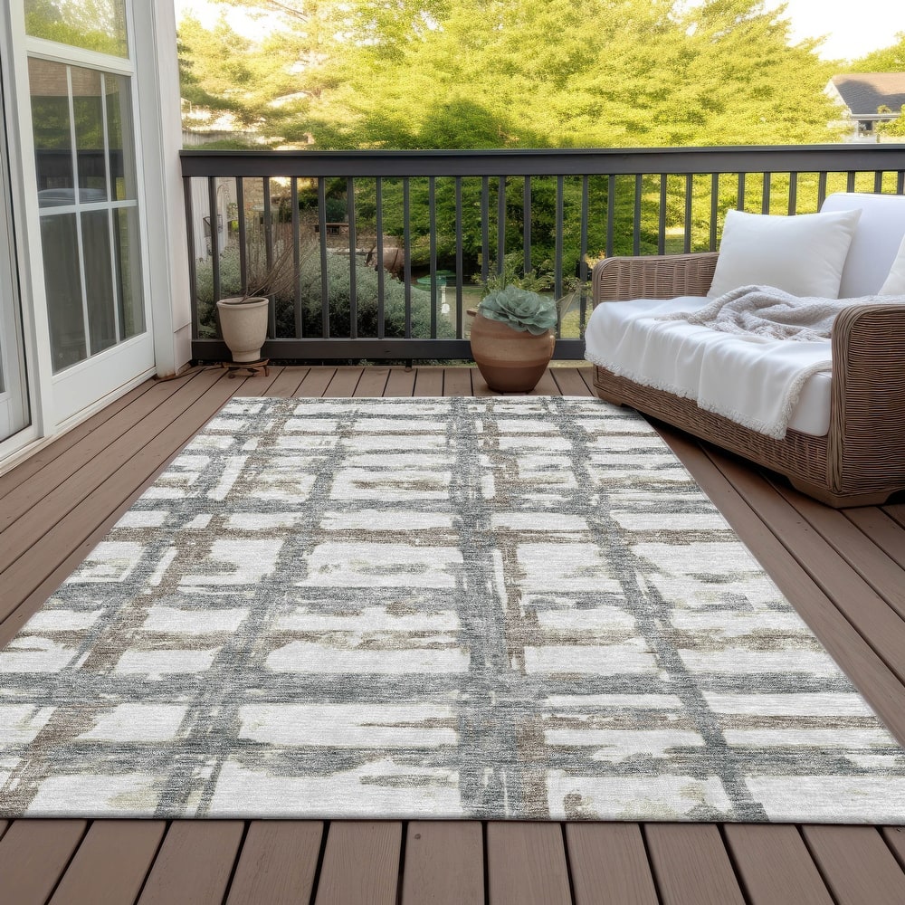 Machine Washable Indoor/ Outdoor Chantille Abstract Contemporary Rug