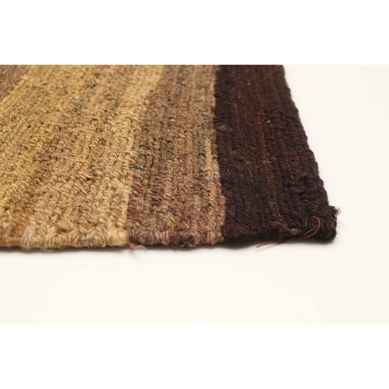 ECARPETGALLERY Flat-Weave Natural Brown Wool Tapestry Kilim - 5'0 x 6'7