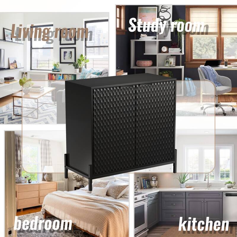 Modern Black High Gloss 2-Door Cabinet