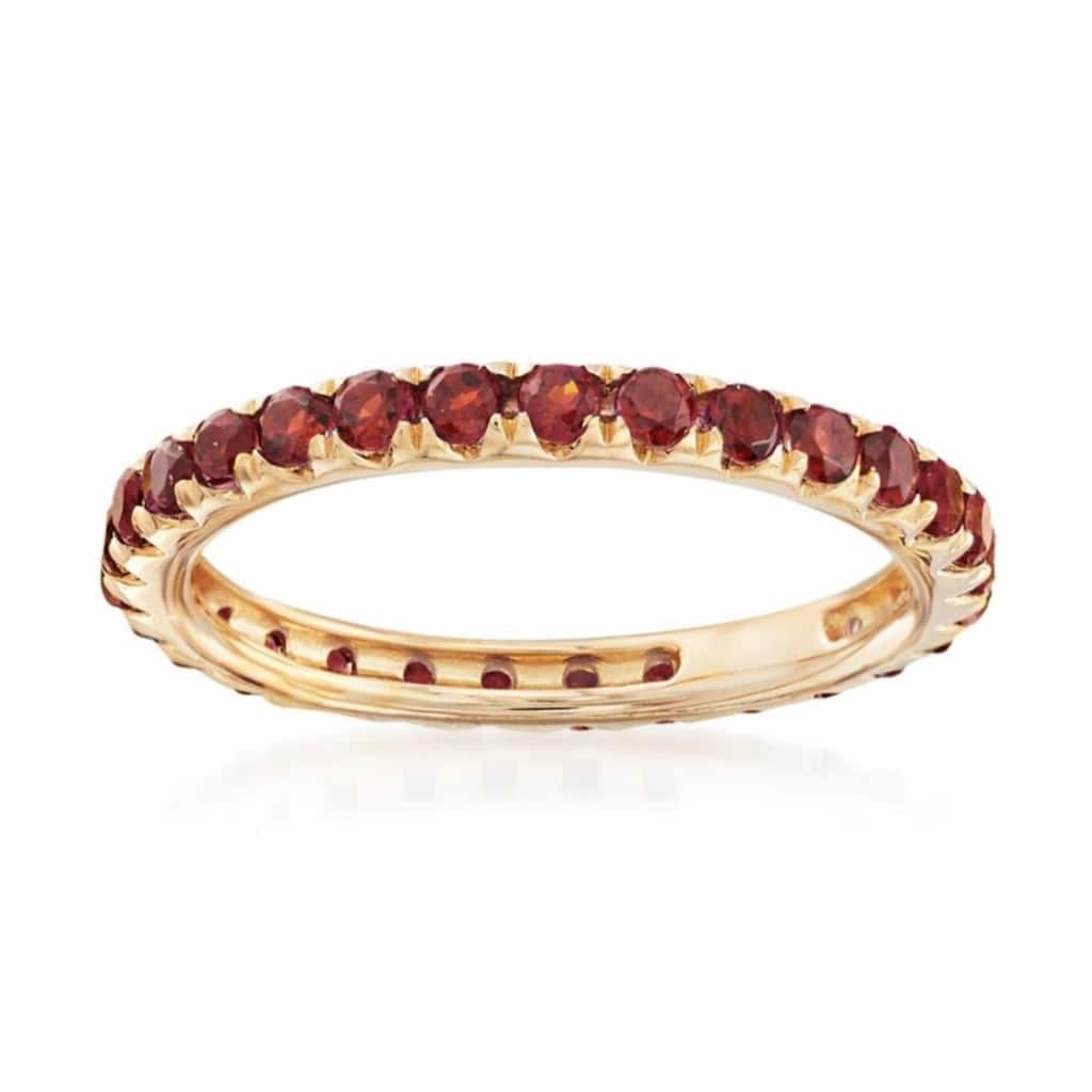 14Kt Gold Red Garnet Gemstone Eternity Band Ring