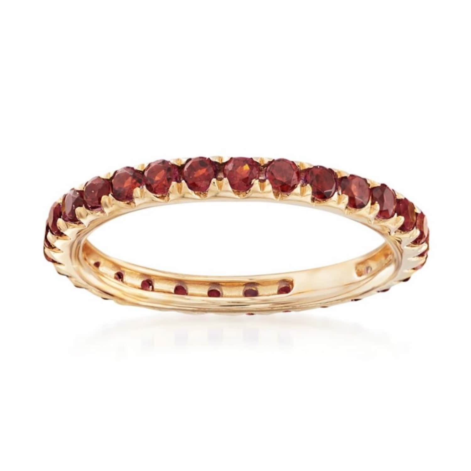 Pinctore 14Kt Gold Red Garnet Gemstone Eternity Band Ring